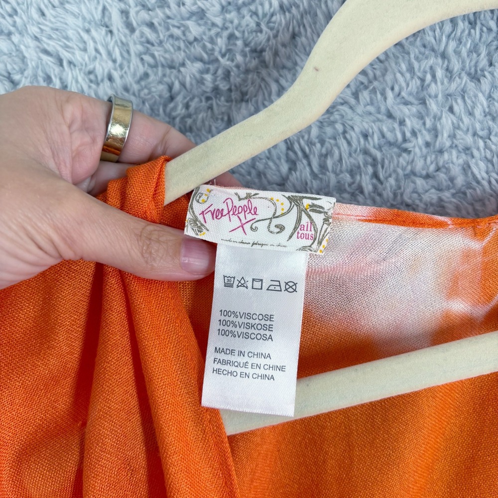 Free People Spellbound Tie Dye Kimono Duster Orange Viscose Boho Beach‎ Cover Up - Picture 3 of 6